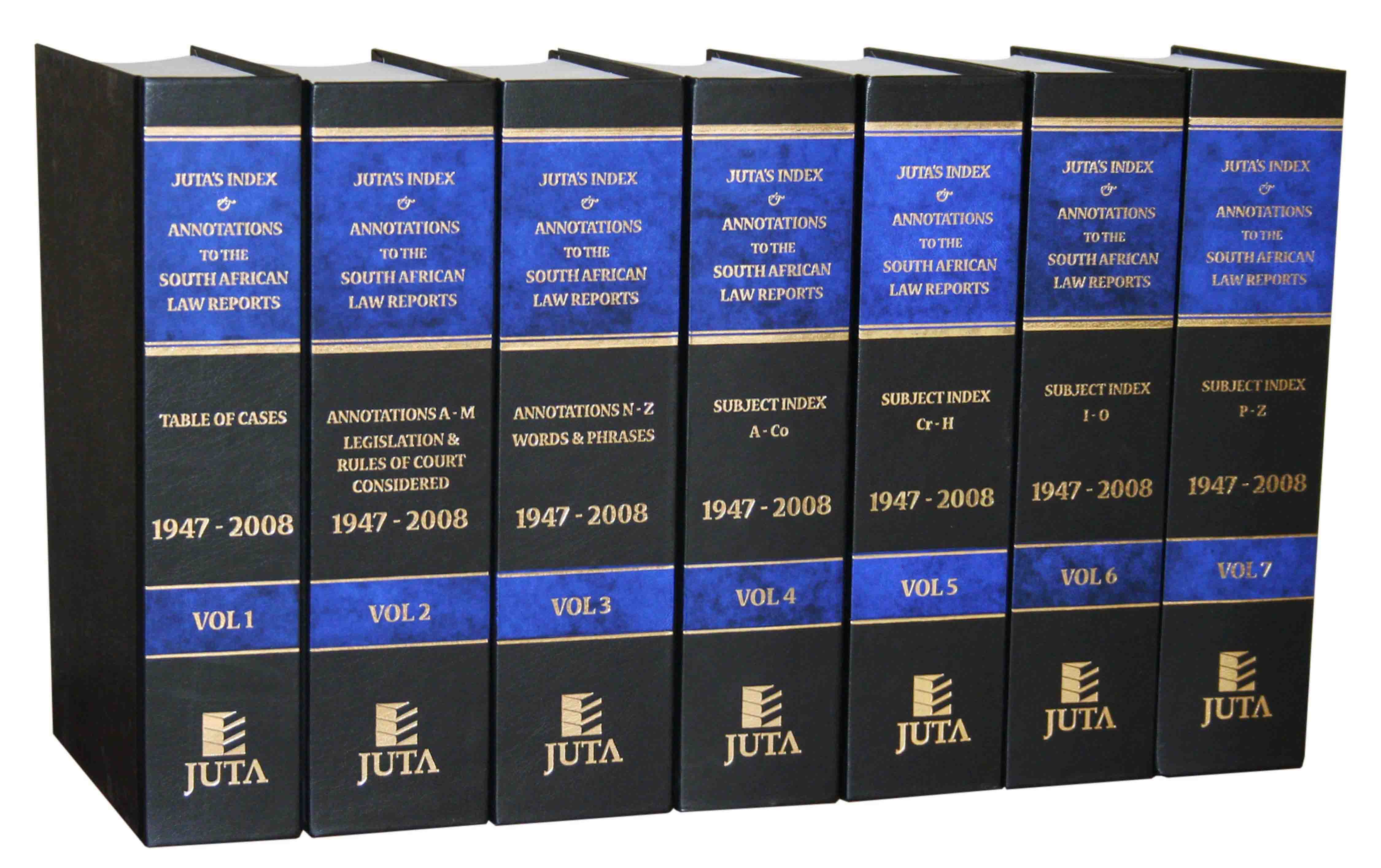Index and Annotations to the South African Law Reports, Juta's (1947-2008)